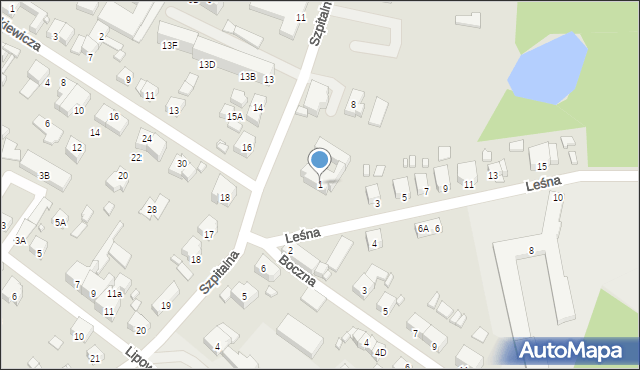 Barlinek, Leśna, 1, mapa Barlinek