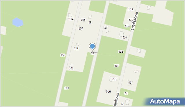 Basinów, Letniskowa, 34, mapa Basinów