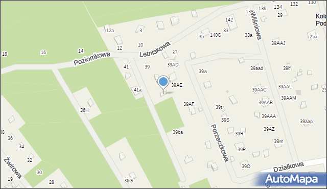 Beniaminów, Letniskowa, 39b, mapa Beniaminów