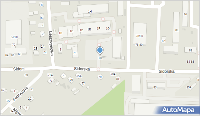 Biała Podlaska, Leszczynowa, 1A, mapa Białej Podlaskiej