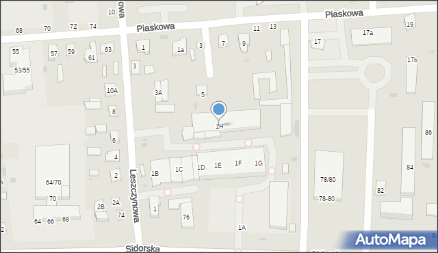 Biała Podlaska, Leszczynowa, 1H, mapa Białej Podlaskiej