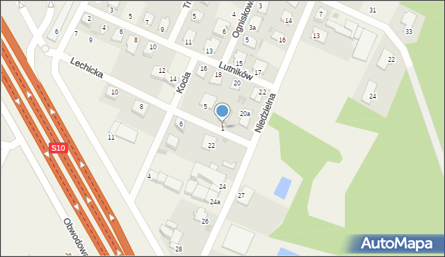 Białe Błota, Lechicka, 1, mapa Białe Błota