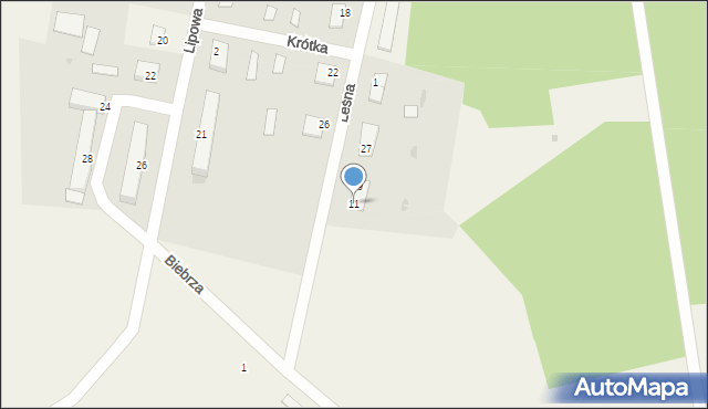 Biebrza, Leśna, 11, mapa Biebrza