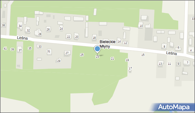 Bieleckie Młyny, Leśna, 23, mapa Bieleckie Młyny