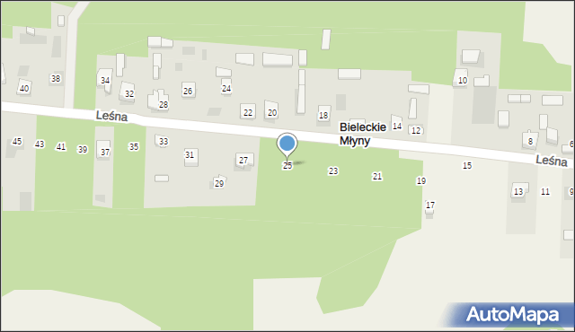 Bieleckie Młyny, Leśna, 25, mapa Bieleckie Młyny
