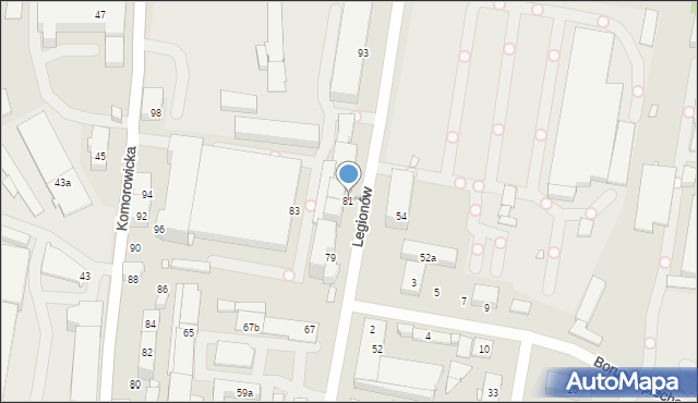 Bielsko-Biała, Legionów, 81, mapa Bielsko-Białej