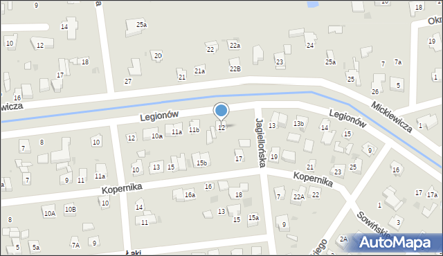 Błonie, Legionów, 12, mapa Błonie