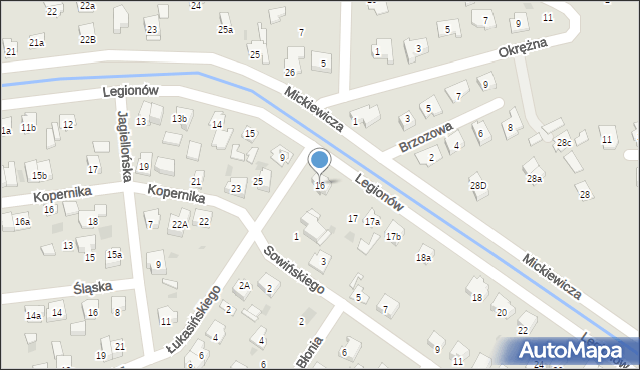 Błonie, Legionów, 16, mapa Błonie