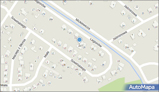 Błonie, Legionów, 24, mapa Błonie