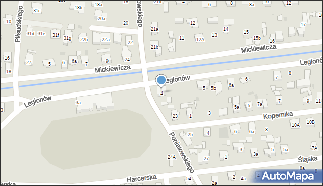 Błonie, Legionów, 4, mapa Błonie