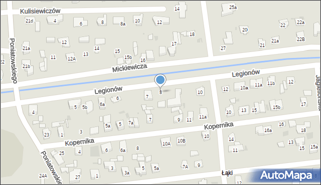 Błonie, Legionów, 8, mapa Błonie