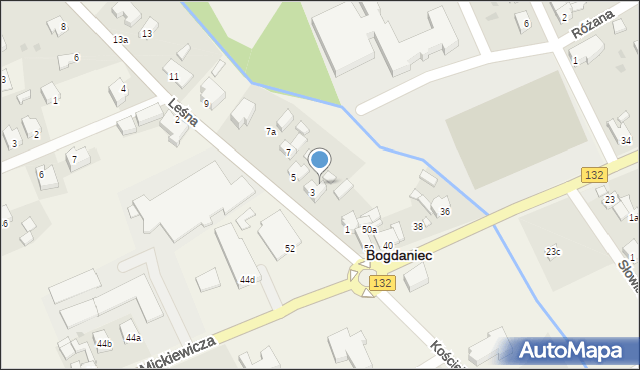 Bogdaniec, Leśna, 3a, mapa Bogdaniec