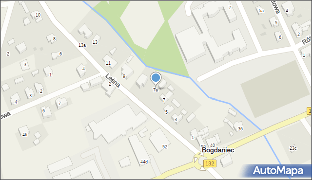 Bogdaniec, Leśna, 7a, mapa Bogdaniec