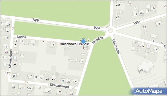Bolechowo-Osiedle, Leśna, 1, mapa Bolechowo-Osiedle