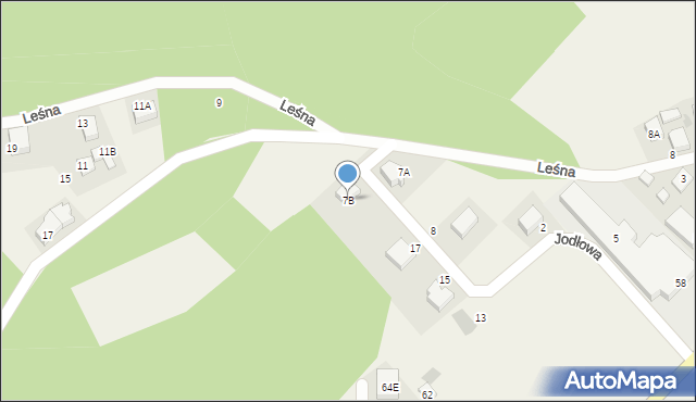 Borkowo, Leśna, 7B, mapa Borkowo