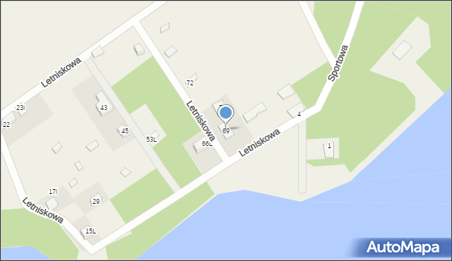 Borzygniew, Letniskowa, 69, mapa Borzygniew