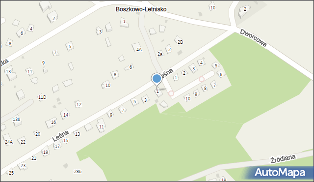 Boszkowo-Letnisko, Leśna, 1, mapa Boszkowo-Letnisko
