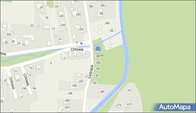 Brenna, Leśnica, 39f, mapa Brenna