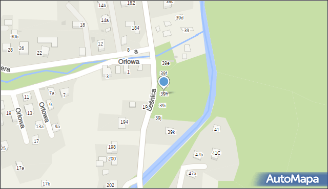 Brenna, Leśnica, 39h, mapa Brenna