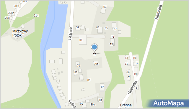 Brenna, Leśnica, 77, mapa Brenna