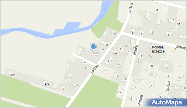Brzeźce, Leśna, 4, mapa Brzeźce