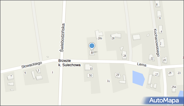 Brzezie k. Sulechowa, Lema Stanisława, 30, mapa Brzezie k. Sulechowa