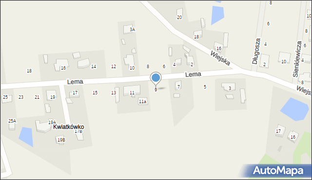 Brzezie k. Sulechowa, Lema Stanisława, 9, mapa Brzezie k. Sulechowa