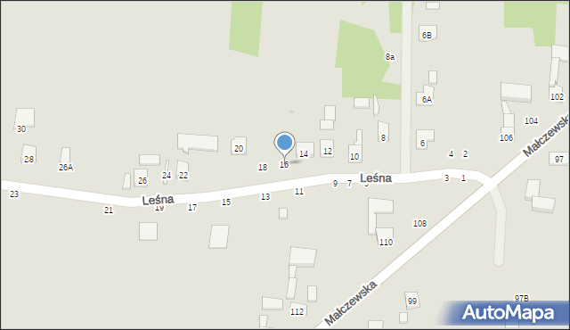 Brzeziny, Leśna, 16, mapa Brzeziny