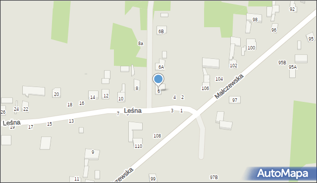 Brzeziny, Leśna, 6, mapa Brzeziny