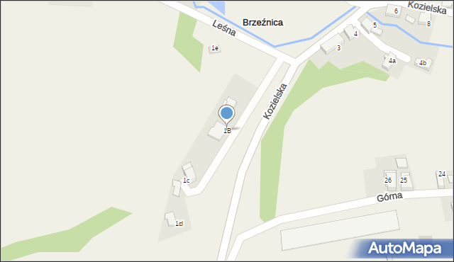 Brzeźnica, Leśna, 1B, mapa Brzeźnica