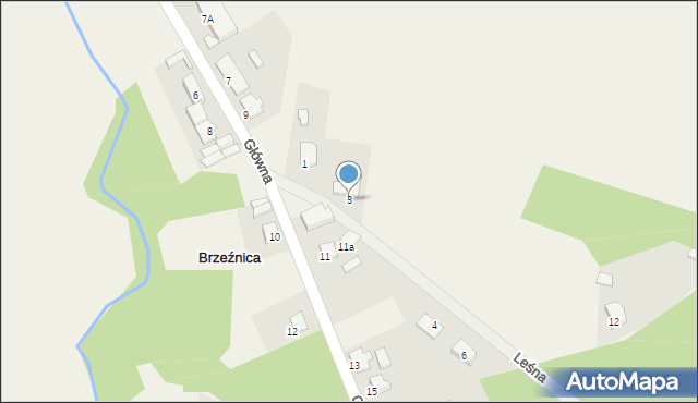 Brzeźnica, Leśna, 3, mapa Brzeźnica