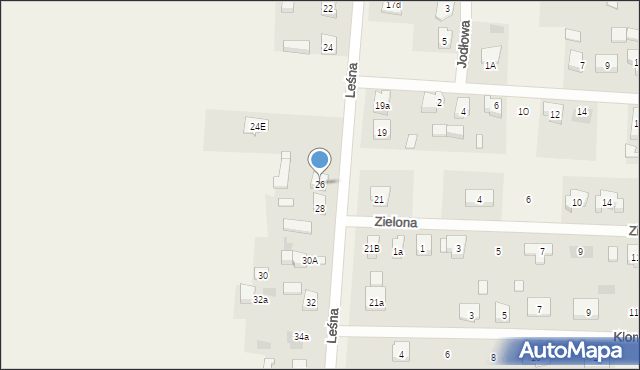 Brzeźno, Leśna, 26, mapa Brzeźno