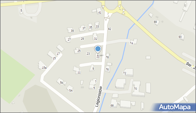 Brzozów, Legionistów, 21, mapa Brzozów