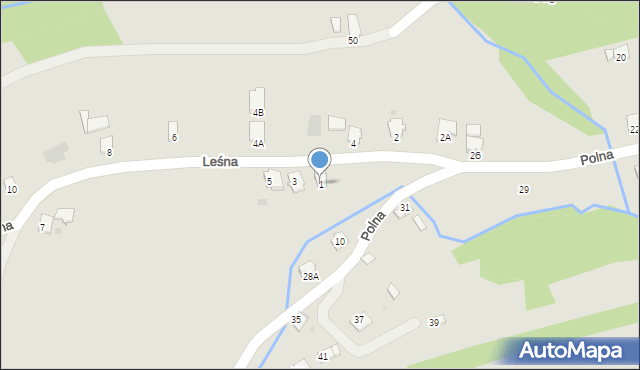 Brzozów, Leśna, 1, mapa Brzozów