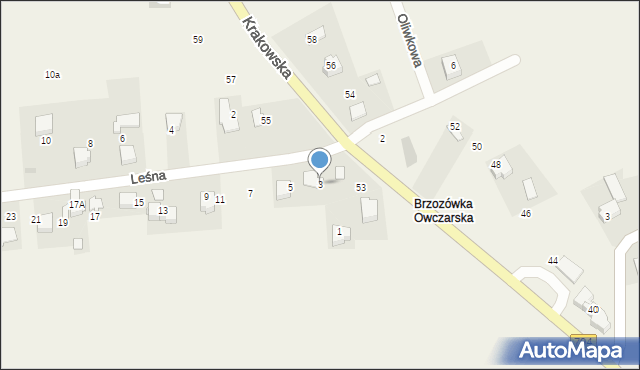 Brzozówka, Leśna, 3, mapa Brzozówka