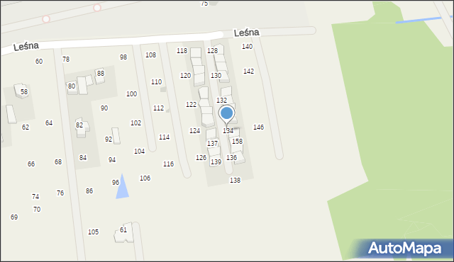 Brzozówka, Leśna, 134, mapa Brzozówka