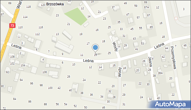 Brzozówka, Leśna, 15, mapa Brzozówka