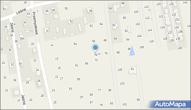 Brzozówka, Leśna, 74, mapa Brzozówka