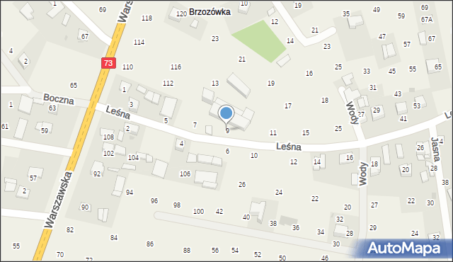 Brzozówka, Leśna, 9, mapa Brzozówka
