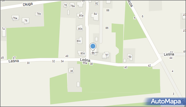 Budy Barcząckie, Leśna, 55, mapa Budy Barcząckie