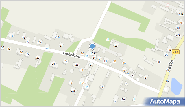 Budziszewice, Letniskowa, 16A, mapa Budziszewice