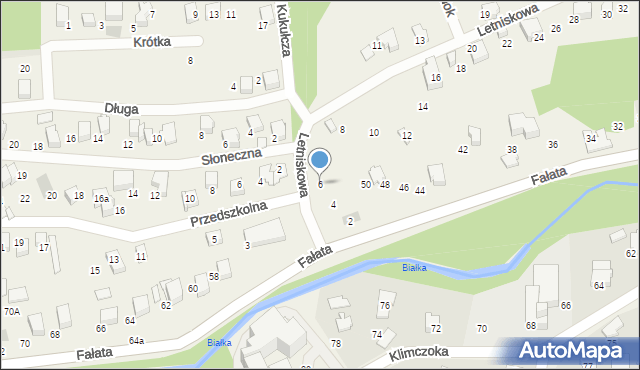 Bystra, Letniskowa, 6, mapa Bystra