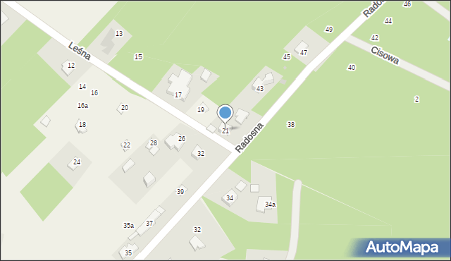 Cerekiew, Leśna, 21, mapa Cerekiew