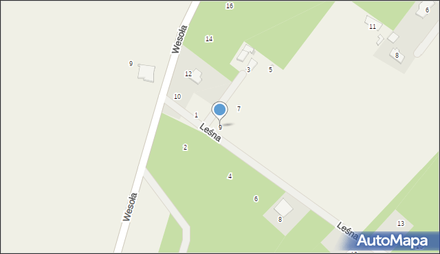 Cerekiew, Leśna, 9, mapa Cerekiew