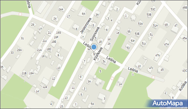 Chotomów, Leśna, 9, mapa Chotomów