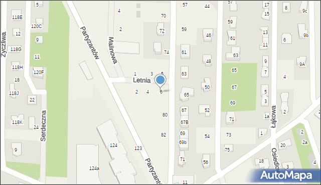 Chotomów, Letnia, 6, mapa Chotomów