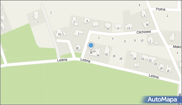 Chwalęcice, Leśna, 36, mapa Chwalęcice