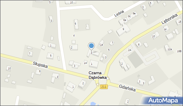 Czarna Dąbrówka, Lęborska, 1, mapa Czarna Dąbrówka