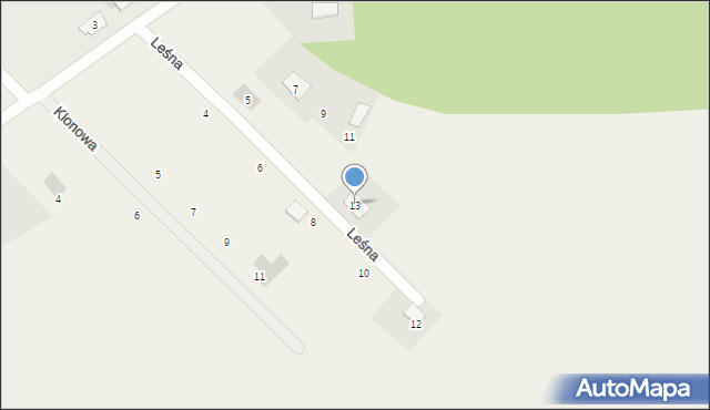 Czarnów, Leśna, 13, mapa Czarnów