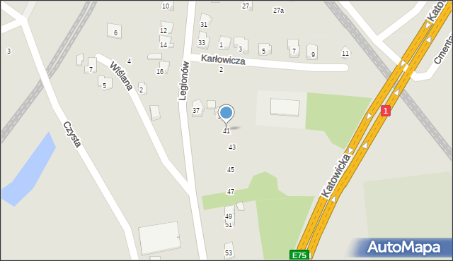 Czechowice-Dziedzice, Legionów, 41, mapa Czechowic-Dziedzic